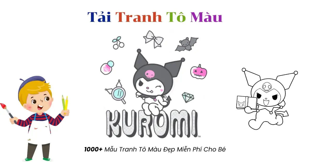 200+ Tranh tô màu Kuromi siêu cute: Bé thỏa sức sáng tạo