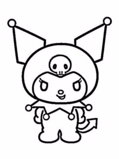 Tranh tô màu Kuromi dễ thương, cá tính cho bé.