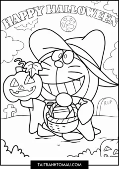 Tranh Tô Màu Doremon và những người bạn - Halloween nè