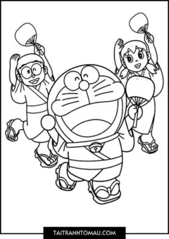 Tranh Tô Màu Doremon và những người bạn - nhảy múa cùng nobita và shizika