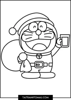 Tranh Tô Màu Doremon và những người bạn - ông già noel nè