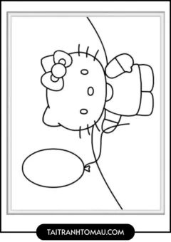 Tranh Hello Kitty Cho Bé Mới Tập Tô - Chơi bóng bay