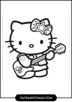 Tranh Hello Kitty Cho Bé Mới Tập Tô - Chơi nhạc