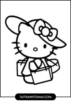 Tranh Hello Kitty Cho Bé Mới Tập Tô - Đi mua sắm