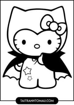 Tranh Hello Kitty Cho Bé Mới Tập Tô - Hóa hình ác quỷa