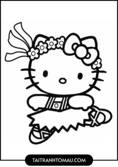 Tranh Hello Kitty Cho Bé Mới Tập Tô - múa bale