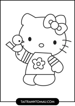Tranh Hello Kitty Cho Bé Mới Tập Tô - Và CHú CHim