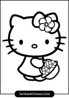 Tranh Tô Màu Hello Kitty Cute – mới tập tô (mẫu 2).