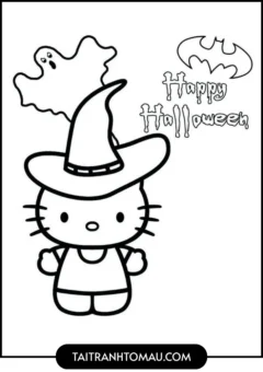 Tranh Tô Màu Hello Kitty - Lễ Hội Halloween