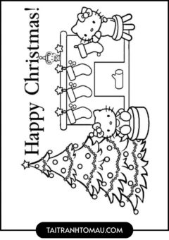 Tranh Tô Màu Hello Kitty - Lễ Hội Noel