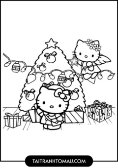Tranh Tô Màu Hello Kitty - Lễ Hội Noel