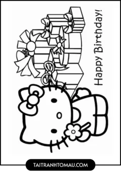 Tranh Tô Màu Hello Kitty - Lễ Hội Sinh nhật