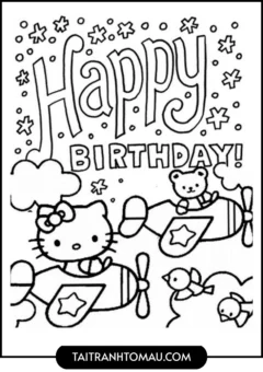 Tranh Tô Màu Hello Kitty - Lễ Hội Sinh nhật