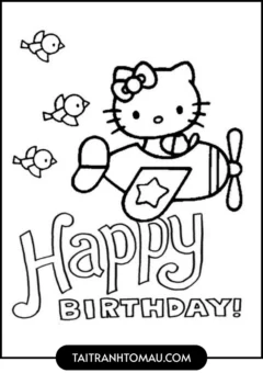 Tranh Tô Màu Hello Kitty - Lễ Hội Sinh nhật