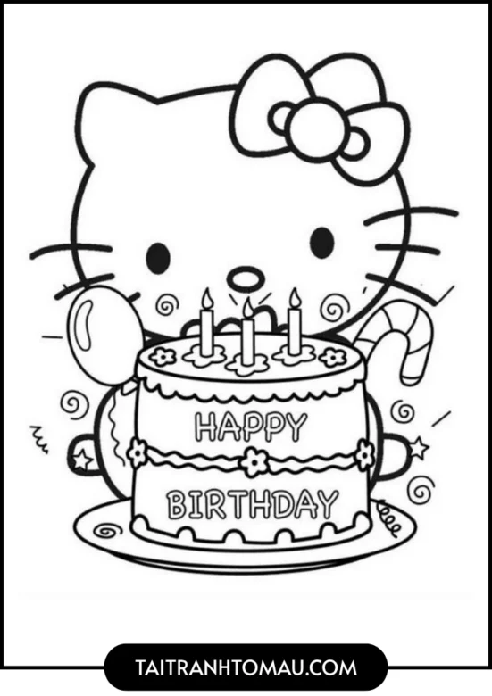 Tranh Tô Màu Hello Kitty - Lễ Hội Sinh nhật