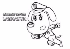Chú cảnh sát Labrador đang chờ bé tô màu thật đẹp!