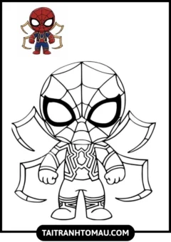 Tranh Tô Màu Người Nhện Chibi Quá ĐI