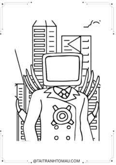 Cameraman holding a professional video camera coloring sheet