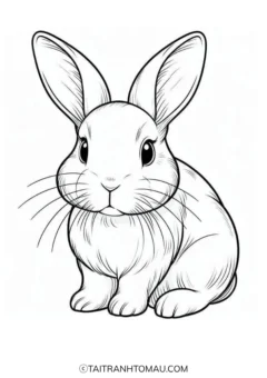 Tranh Tô Màu Con Thỏ Cute – thỏ con đáng yêu.
