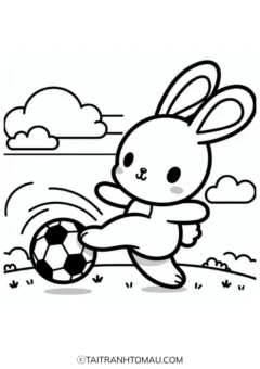 Tranh tô màu con thỏ đáng yêu cầm cà rốt.