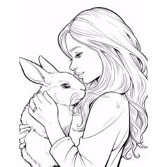 Tranh tô màu con thỏ hoạt hình dễ thương cho bé.