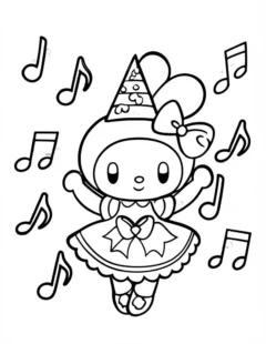 Tranh tô màu Melody đáng yêu cho bé gái.