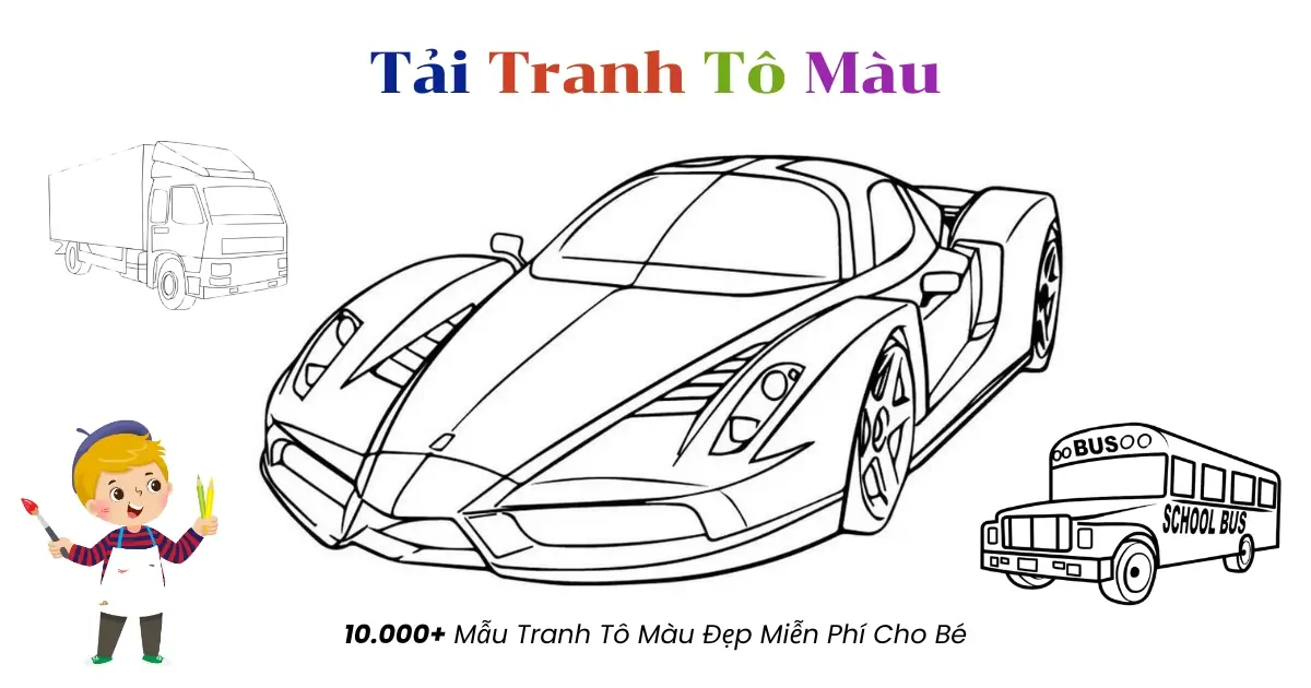 Tải 120+ Tranh tô màu xe oto cho bé siêu nét