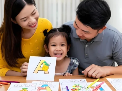 Từ A đến Z: bé học chữ cái qua tranh tô màu dễ như chơi với chữ minh họa sinh động